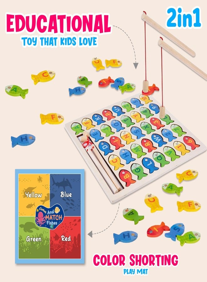 Lefan Wooden Magnetic Fishing Game Toddlers Montessori Motor Skills Toy Letters Numbers Color Sorting Mat Preschool Learning ABC Puzzle Birthday Toys Gift for 3 4 5 6 7+ Year Kids - Image 5